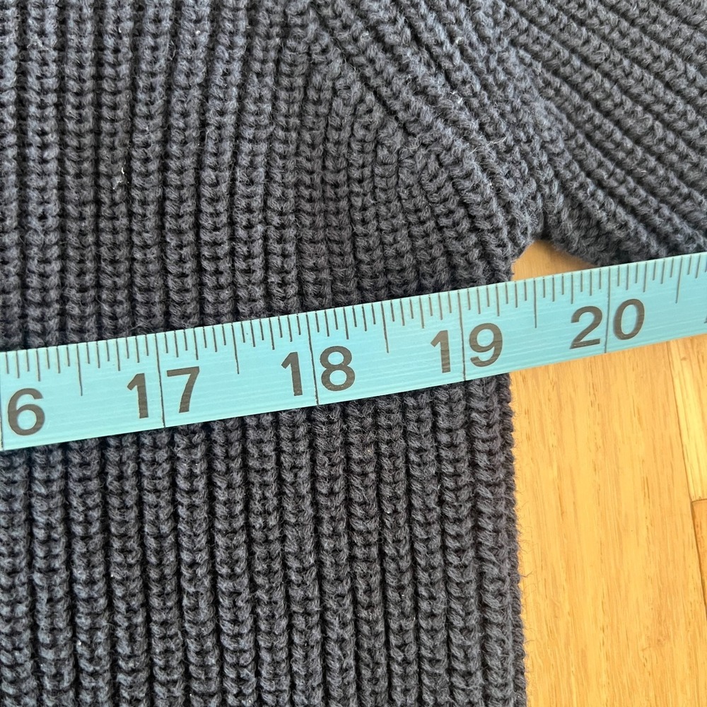 Ribbed‎ Knit Mock Neck Sweater Blue Minimalist Pullover thick knit Medium - Picture 4 of 5
